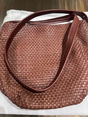 Cole Haan Woven Leather Shoulder Bag in Chestnut Brown